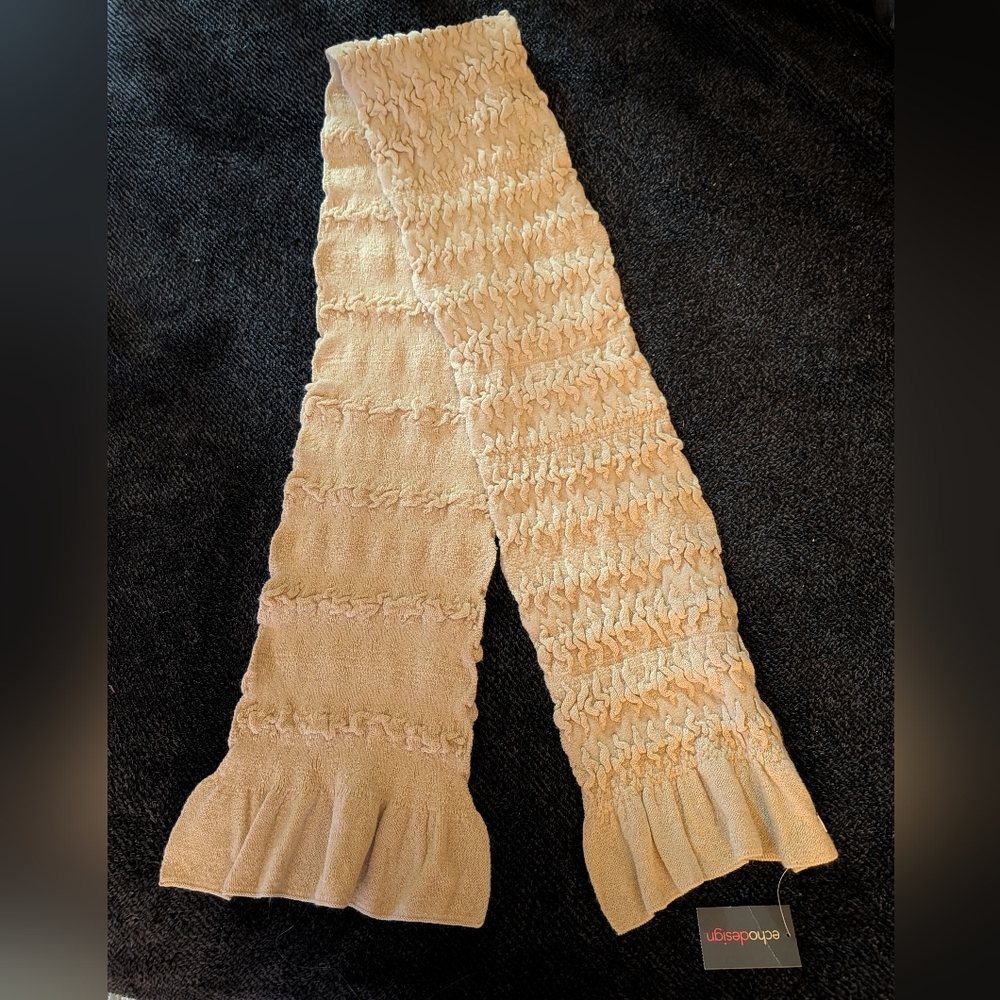 New Echo Tan Textured Knit Scarf